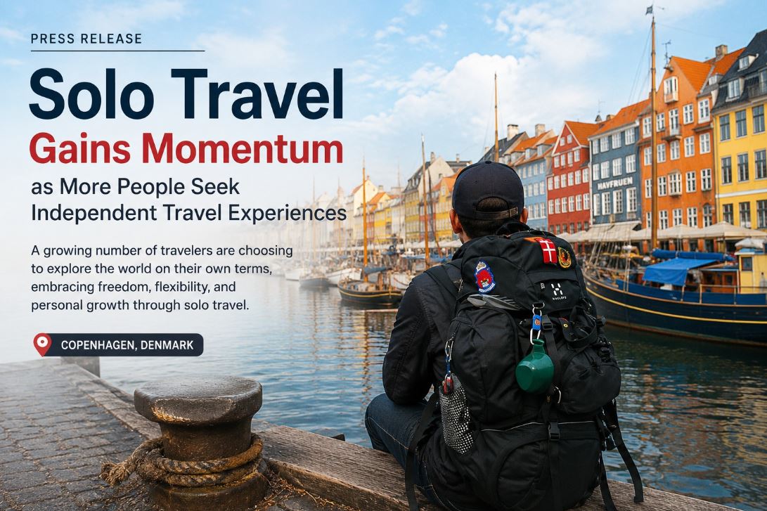 Solo traveler exploring a scenic destination with a backpack